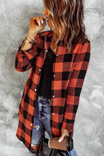 Load image into Gallery viewer, Fiery Red Turn-down Collar Plaid Shirt Coat