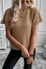 Load image into Gallery viewer, Light French Beige Rib Knitted Wide Sleeve Sweater T Shirt