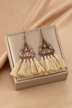 Load image into Gallery viewer, Brown Boho Triangle Metal Tasseled Earrings