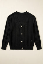 Load image into Gallery viewer, Black Open Knit Drop Shoulder Sweater Cardigan