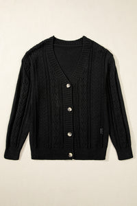 Black Open Knit Drop Shoulder Sweater Cardigan