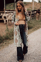 Load image into Gallery viewer, Brown Western Aztec Printed Open Front Long Cardigan