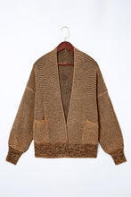 Load image into Gallery viewer, Brown Chunky Waffle Knit Oversized Collar Cardigan