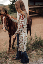 Load image into Gallery viewer, Brown Western Aztec Printed Open Front Long Cardigan