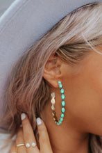 Load image into Gallery viewer, Sky Blue Gem Inlay Retro C-shape Earrings