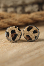 Load image into Gallery viewer, Brown Leopard Studded Earrings