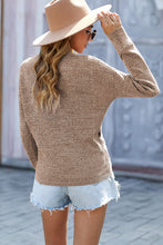 Load image into Gallery viewer, Khaki Wrap V Neck Waffle Sweater