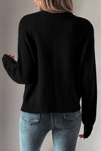 Load image into Gallery viewer, Black Open Knit Drop Shoulder Sweater Cardigan