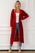 Load image into Gallery viewer, Yellow Velvet Open Front Pocketed Long Duster