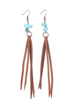 Load image into Gallery viewer, Brown Turquoise Tassel Drop Earrings