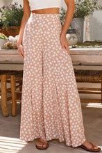 Load image into Gallery viewer, Khaki Boho Floral High Waist Flare Pants