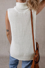 Load image into Gallery viewer, White Turtleneck Knitted Slit Hem Sweater Vest