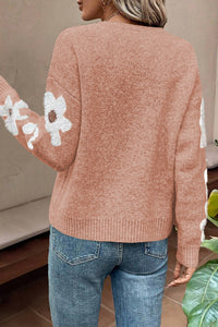 Jet Stream Flower Sleeve Drop Shoulder Sweater