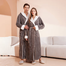 Load image into Gallery viewer, Couple&#39;s sleeping robe European size extra long plus fat hooded men&#39;s and women&#39;s bathrobe