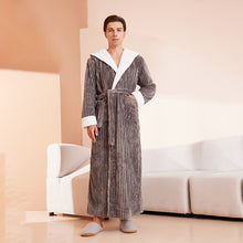 Load image into Gallery viewer, Couple&#39;s sleeping robe European size extra long plus fat hooded men&#39;s and women&#39;s bathrobe