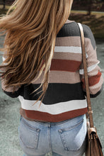 Load image into Gallery viewer, Camel Classic Round Neck Colorblock Knit Sweater