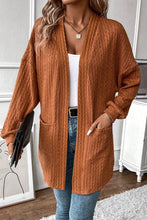 Load image into Gallery viewer, Chestnut Textured Knit Side Pockets Open Front Cardigan