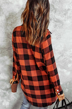 Load image into Gallery viewer, Fiery Red Turn-down Collar Plaid Shirt Coat