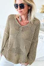 Load image into Gallery viewer, Light French Beige Star Pointelle Knit Baggy Sweater