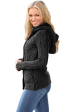 Load image into Gallery viewer, Dark Gray Long Sleeve Button-up Hooded Cardigans