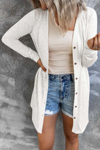 Load image into Gallery viewer, White Solid Color Open-Front Buttons Cardigan