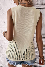 Load image into Gallery viewer, Beige Pointelle Detail Solid Color Knit Sweater Vest