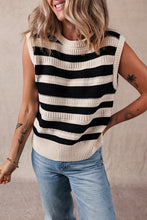 Load image into Gallery viewer, Black Stripe Ribbed Trim Knitted Sweater Vest