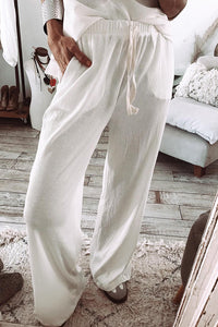 Parchment Textured Long Sleeve T Shirt and Pants Lounge Set