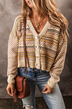 Load image into Gallery viewer, Khaki Buttoned V Neck Cropped Cardigan