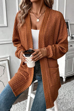 Load image into Gallery viewer, Chestnut Textured Knit Side Pockets Open Front Cardigan