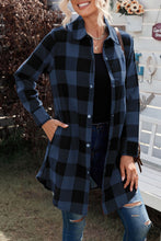 Load image into Gallery viewer, Fiery Red Turn-down Collar Plaid Shirt Coat