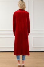 Load image into Gallery viewer, Yellow Velvet Open Front Pocketed Long Duster