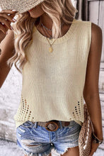 Load image into Gallery viewer, Beige Pointelle Detail Solid Color Knit Sweater Vest