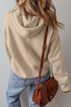 Load image into Gallery viewer, Beige Solid Color Drawstring Hooded Drop Shoulder Pullover Sweater