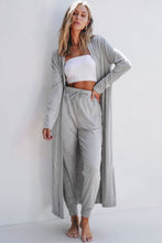 Load image into Gallery viewer, Parchment Split Long Cardigan and Skinny Pants Lounge Set