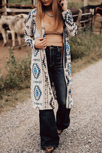 Load image into Gallery viewer, Brown Western Aztec Printed Open Front Long Cardigan