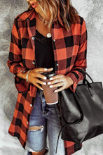 Load image into Gallery viewer, Fiery Red Turn-down Collar Plaid Shirt Coat