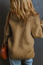 Load image into Gallery viewer, Khaki Ribbed Knit Round Neck Slouchy Chunky Sweater