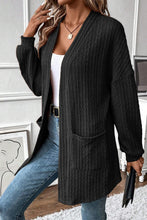 Load image into Gallery viewer, Chestnut Textured Knit Side Pockets Open Front Cardigan