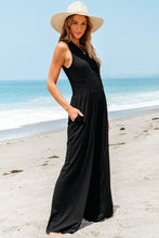 Load image into Gallery viewer, Black Cinched Waist Sleeveless Wide Leg Jumpsuit