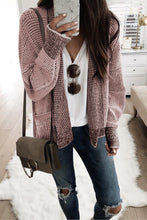 Load image into Gallery viewer, Brown Chunky Waffle Knit Oversized Collar Cardigan