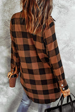 Load image into Gallery viewer, Fiery Red Turn-down Collar Plaid Shirt Coat