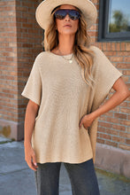 Load image into Gallery viewer, Apricot Short Sleeve Side Slit Oversized Sweater