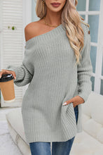 Load image into Gallery viewer, Gray Buttoned Drop Shoulder Oversized Sweater