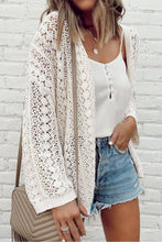 Load image into Gallery viewer, White Stylish Hollow Out Knit Drop Shoulder Cardigan