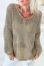 Load image into Gallery viewer, Light French Beige Star Pointelle Knit Baggy Sweater