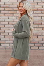 Load image into Gallery viewer, Moss Green Corded Open Front Knit Cardigan