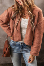 Load image into Gallery viewer, Light French Beige Drop Shoulder Open Front Cropped Cardigan